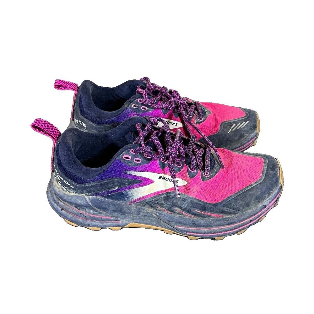 Brooks Cascadia 14 Trail Running Sneakers Pink Purple Black Lace Up Women’s 8